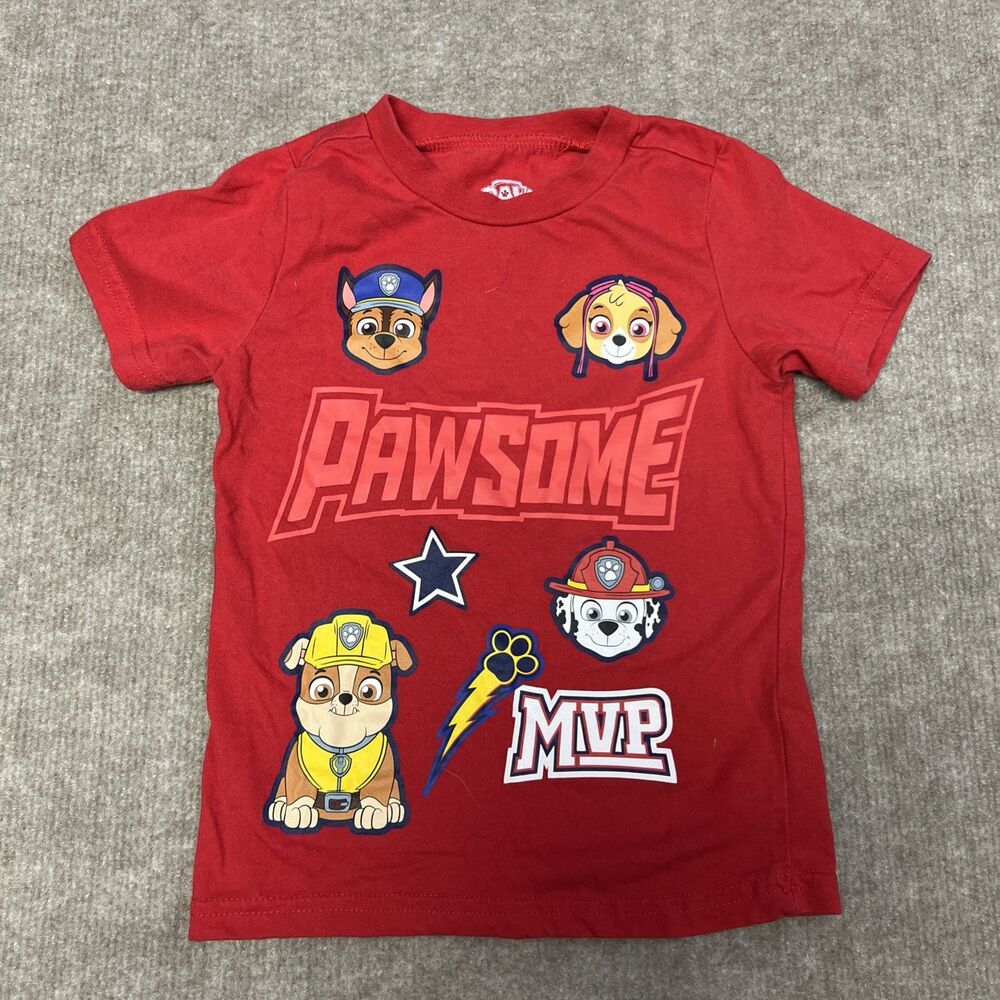 Paw Patrol Nick Jr 4T tshirt Red Cotton Polyester Short Sleeve